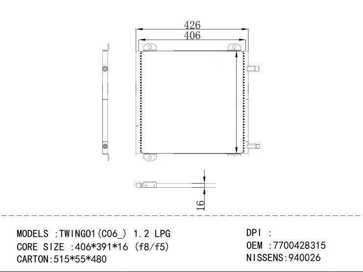 7700428315 Condenser for RENAULT TWINGO1 (C06_) 1.2 LPG