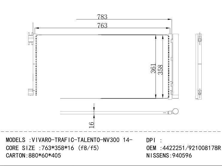 4422251/921008178R Condenser for RENAULT VIVARO - TRAFIC - TALENTO - NV 300 14