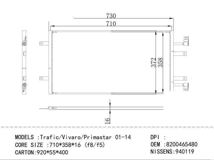 8200465480 Condenser for RENAULT Trafic / Vivaro / Pr imastar 01-14