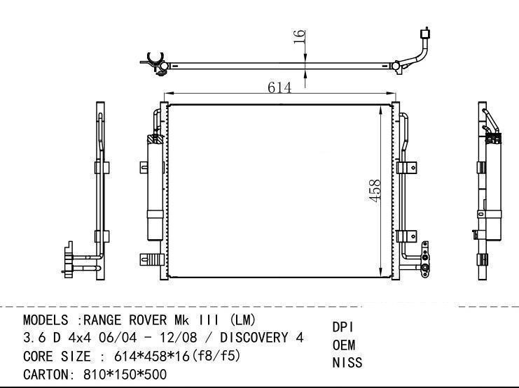 LR018405 Condenser for ROVER RANGE ROVER Mk III (LM) 3.6 D 4x4 06/04 - 12/08 / DI