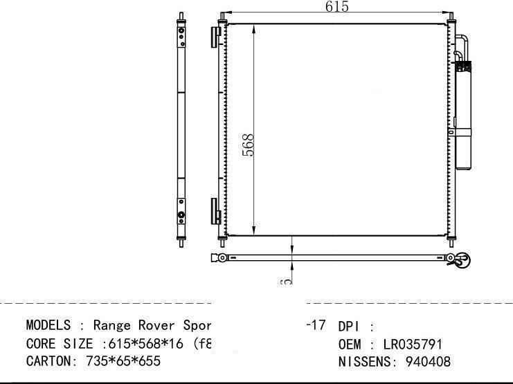 LR035791 Condenser for ROVER Range Rover Sport 14-17