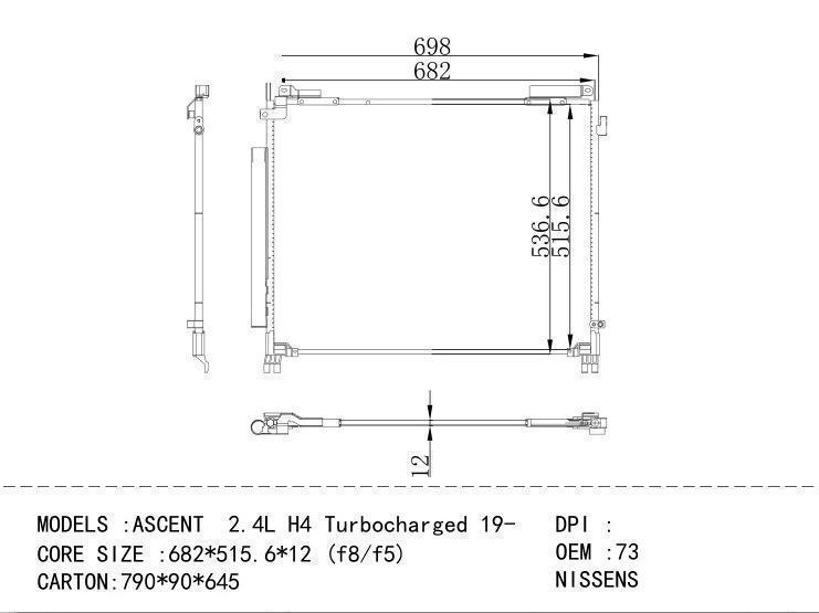 73210XC00A Condenser for SUBARU ASCENT 2.4 L H 4 Turbocharged 19
