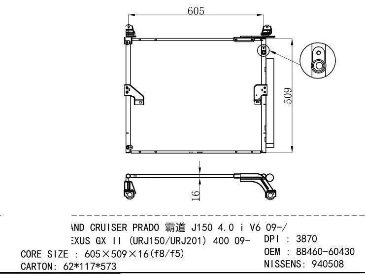 88460-60430 Condenser for TOYOTA LAND CRUISER PRADO J150 4.0 i V6 09