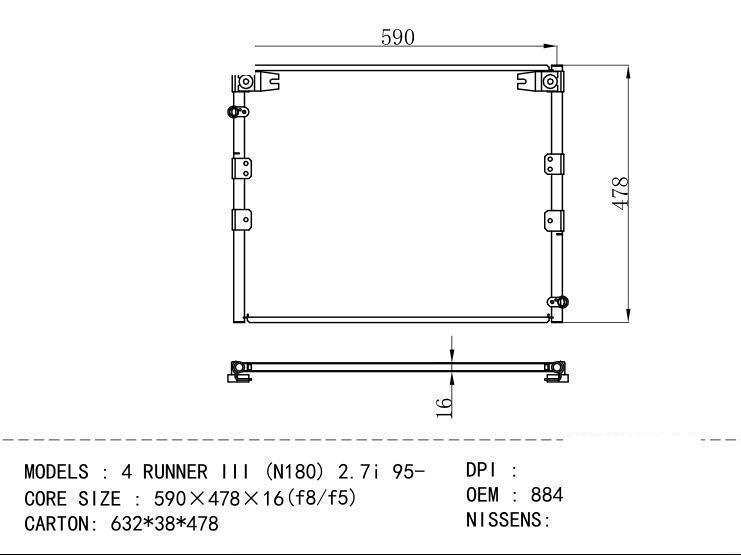 88460-60240 Condenser for TOYOTA 4 RUNNER III (N180) 2.7i 95