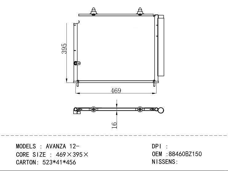 88460BZ150 Condenser for TOYOTA AVANZA 12-