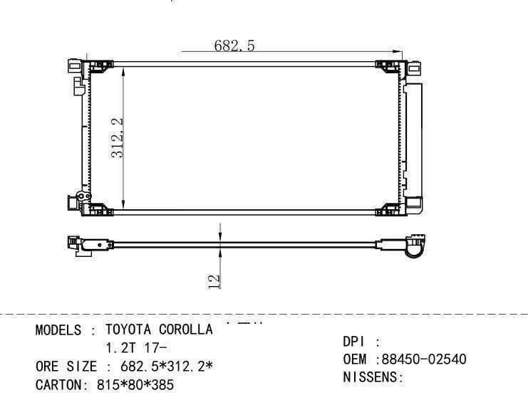 88450-02540 Condenser for TOYOTA TOYOTA COROLLA