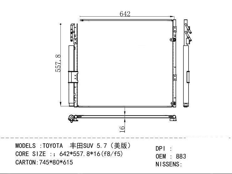 88350-0C010 Condenser for TOYOTA TOYOTA SUV 5.7