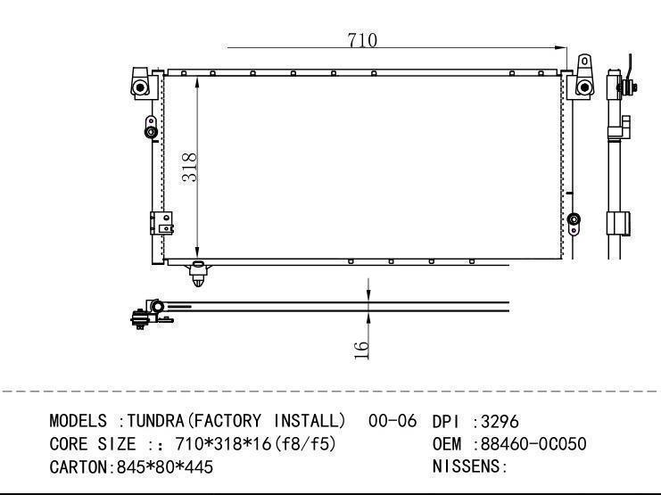 88460-0C050 Condenser for TOYOTA TUNDRA (FACTO RY INSTALL) 00-06