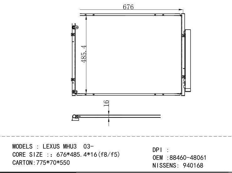 88460-48061 Condenser for TOYOTA LEXUS MHU3 03