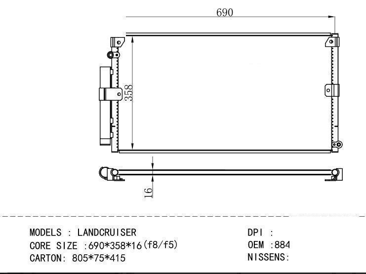 88460-60904 Condenser for TOYOTA LANDCRUISER