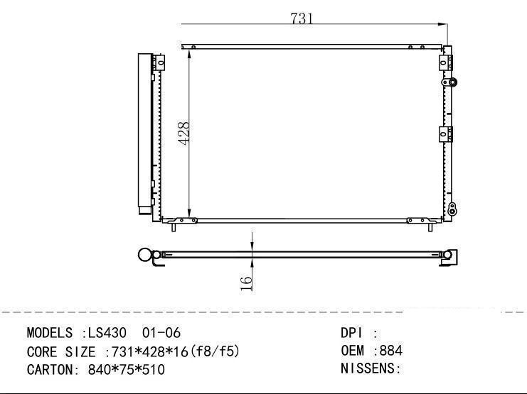 88460-50180 Condenser for TOYOTA LS430 01-06