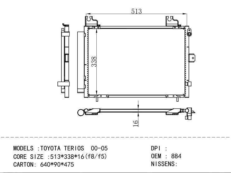 88460-87406 Condenser for TOYOTA TOYOTA TERIOS 00-05