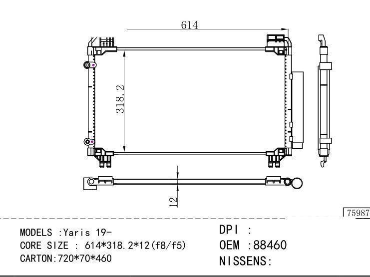 88460-0D390 Condenser for TOYOTA Yar is 19