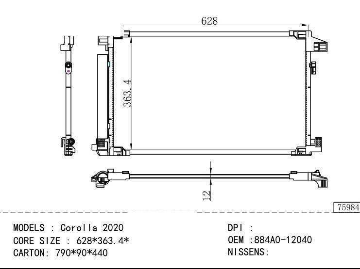 884A0-12040 Condenser for TOYOTA Corolla 2020