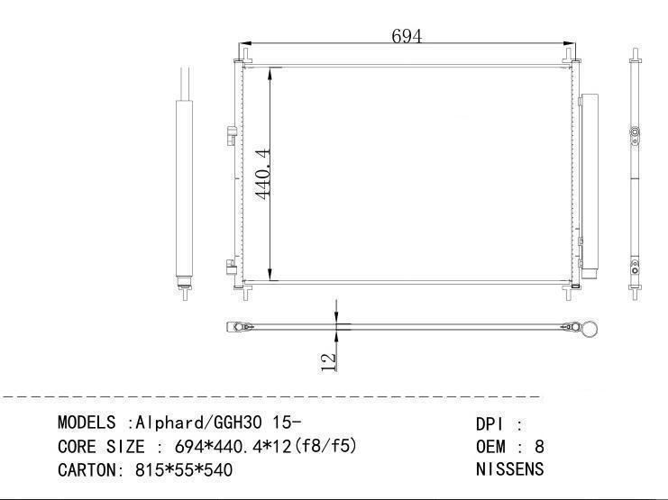 88460-58040 Condenser for TOYOTA Alphard / GGH 30 15