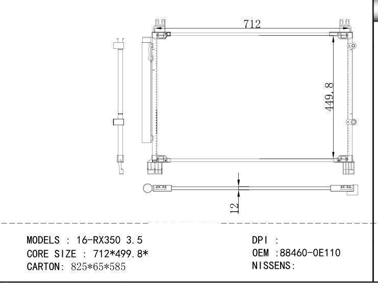 88460-0E110 Condenser for TOYOTA 16-RX350 3.5