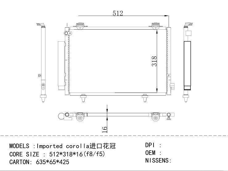  Condenser for TOYOTA Imported corolla