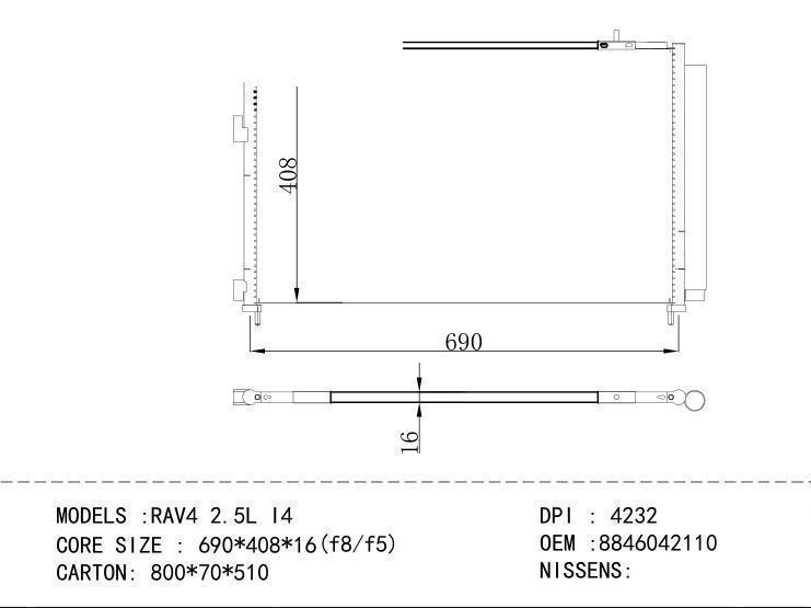 8846042110 Condenser for TOYOTA RAV4 2.5L I4