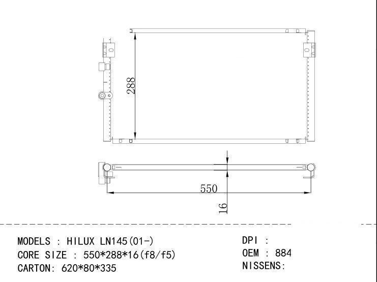 88460-35280 Condenser for TOYOTA HILUX LN145 (01-)