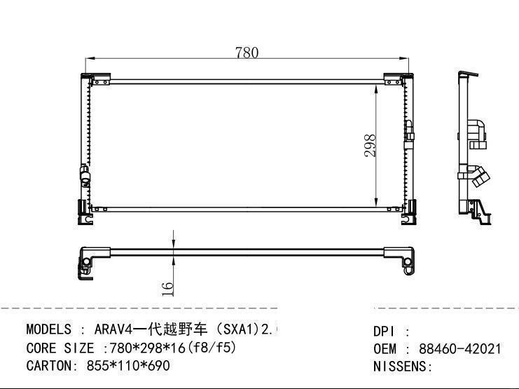 88460-42021 Condenser for TOYOTA ARAV 4 SXA 1)2.0 4 WD ( SXA 11)