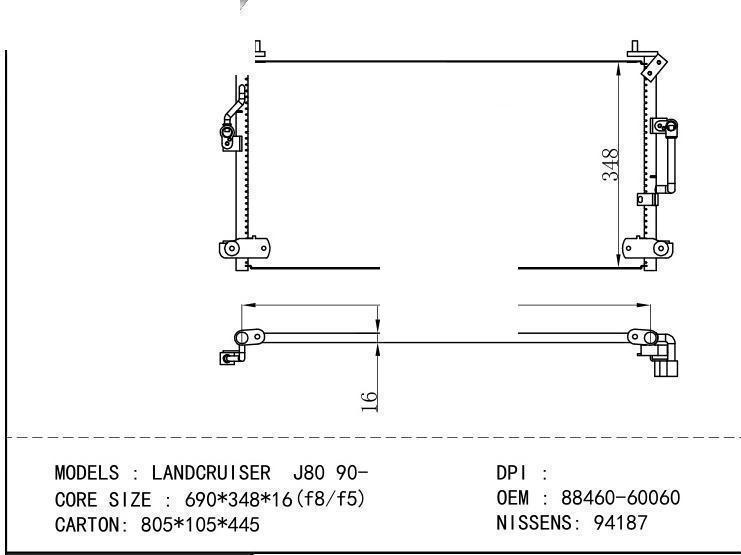 88460-60060 Condenser for TOYOTA LANDCRUISER J 80 90