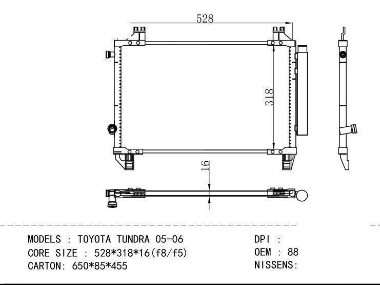 88460-12600 Condenser for TOYOTA TOYOTA TUNDRA 05-06