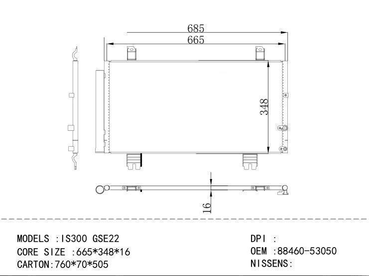 88460-53050 Condenser for TOYOTA IS300 GSE22