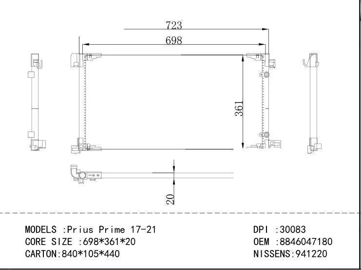 8846047180 Condenser for TOYOTA Pr ius Pr ime 17-21