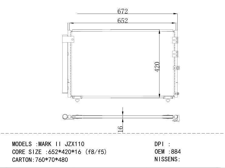 88460-22590 Condenser for TOYOTA MARK II JZX110
