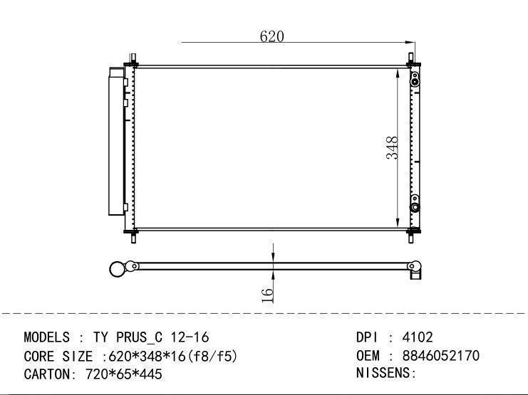 8846052170 Condenser for TOYOTA TY PRUS_C 12-16