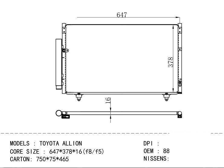 88460-21040 Condenser for TOYOTA TOYOTA ALLION
