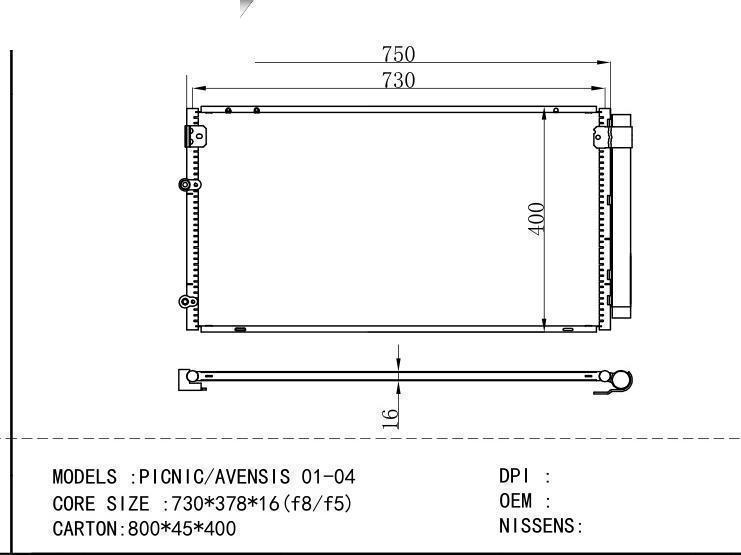  Condenser for TOYOTA PICNIC/AVENS IS 0 1-04