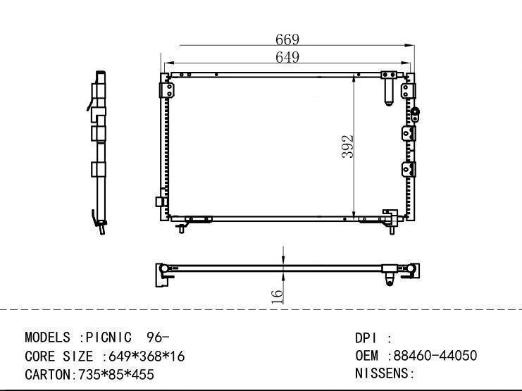 88460-44050 Condenser for TOYOTA PICN IC 96