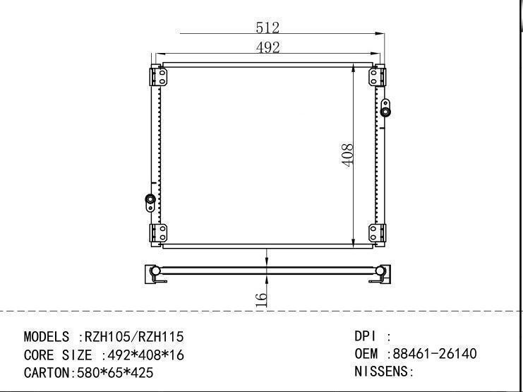 88461-26140 Condenser for TOYOTA RZH 105/ RZH 115