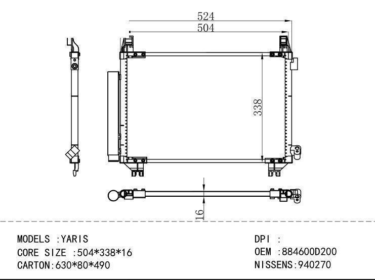 884600D200 Condenser for TOYOTA YARIS