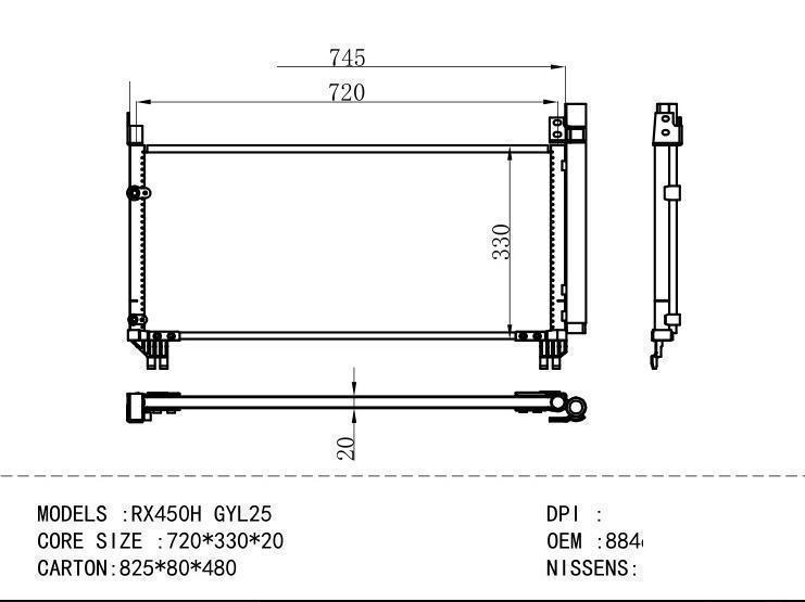 88460-48220 Condenser for TOYOTA RX450H GYL25