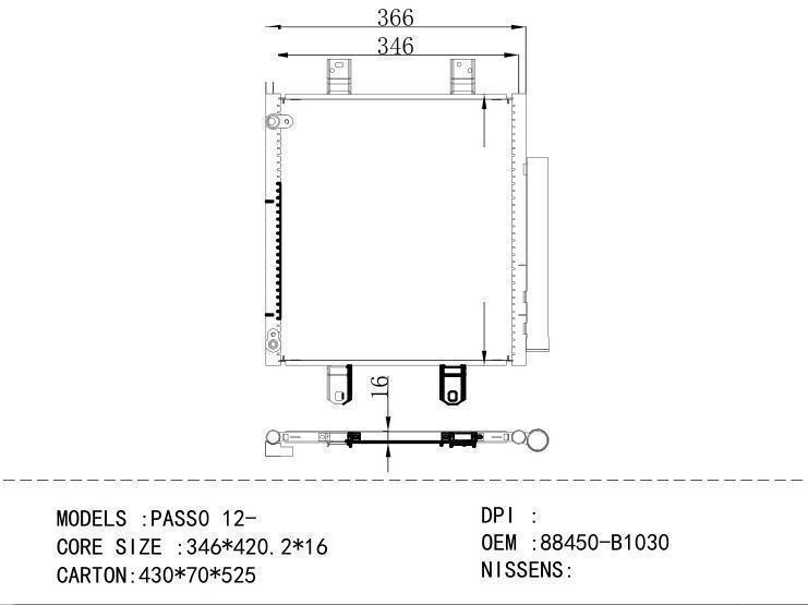 88450-B1030 Condenser for TOYOTA PASS0 12