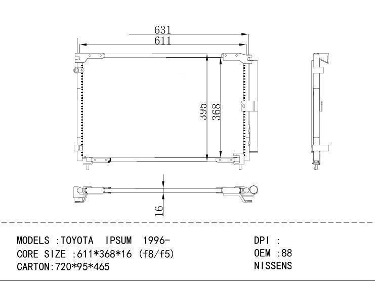 8846044310 Condenser for TOYOTA TOYOTA IPSUM 1996