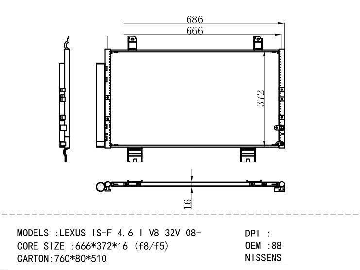 8846053060 Condenser for TOYOTA LEXUS IS-F 4.6 I V8 32V 08