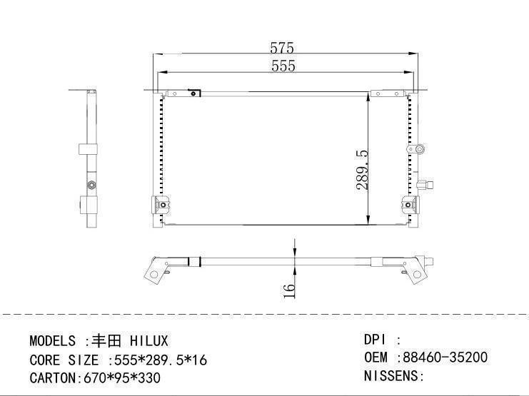 88460-35200 Condenser for TOYOTA HILUX