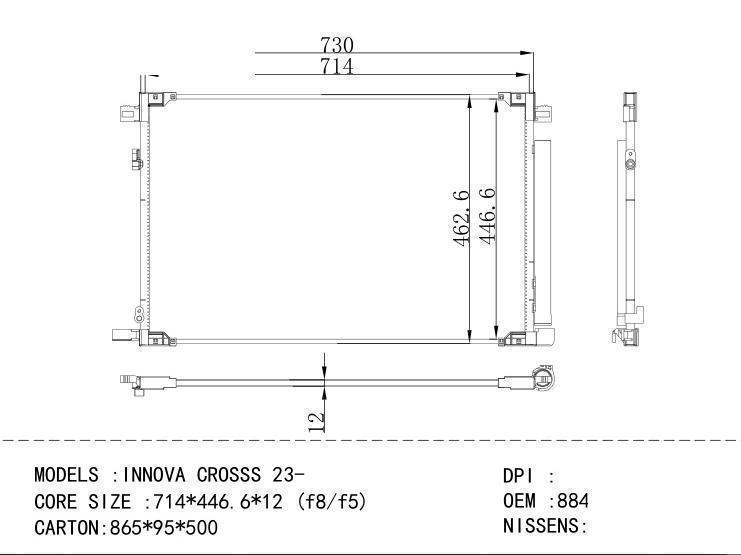 88460-VT020 Condenser for TOYOTA INNOVA CROSSS 23
