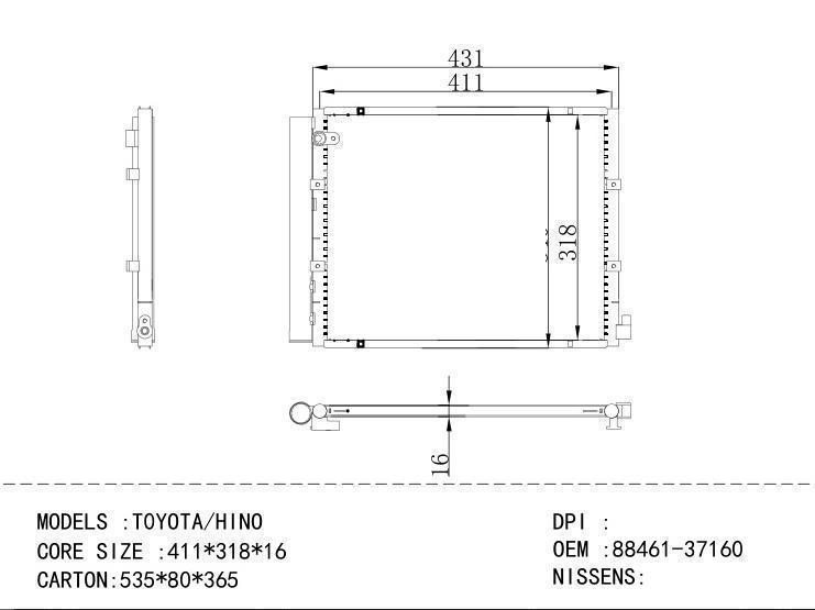 88461-37160 Condenser for TOYOTA T0 YOTA / HINO