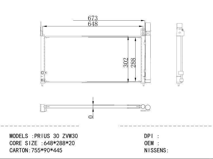  Condenser for TOYOTA PRIUS 30 ZVW30 1800 2012