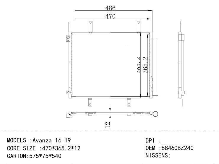 88460BZ240 Condenser for TOYOTA Avanza 16-19