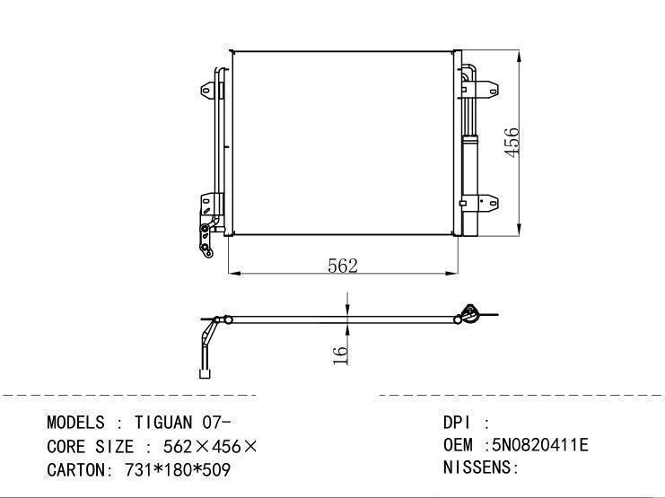 5N0820411E Condenser for VOLKSWAGEN TIGUAN 07