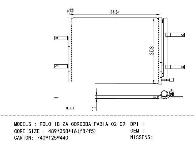  Condenser for VOLKSWAGEN POLO-IBIZA-CORDOBA-FABIA 02-09