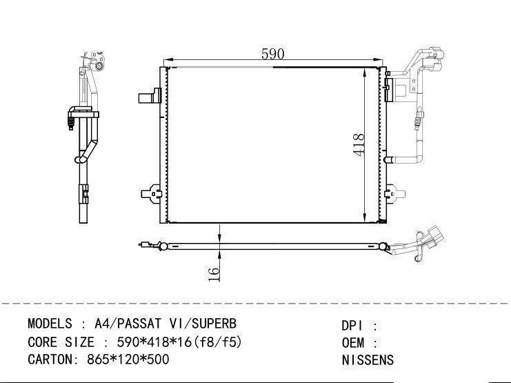 94592 Condenser for VOLKSWAGEN A4/ PASSAT VI / SUPERB