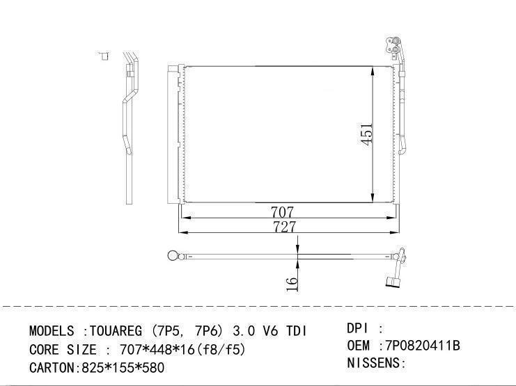 7P0820411B Condenser for VOLKSWAGEN TOUAREG (7P5, 7P6) 3.0 V6 TDI
