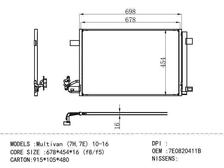 7E0820411B Condenser for VOLKSWAGEN Mu lt ivan (7H,7E) 10- 16