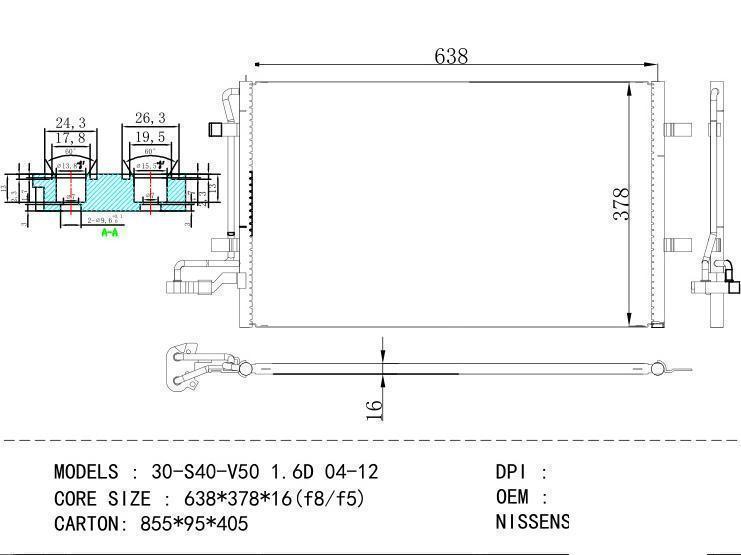 940154 Condenser for VOLVO 30-S40-V50 1.6D 04-12